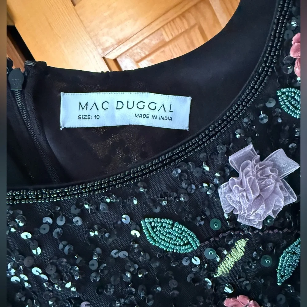 Mac Duggal Square-Neck Floral Beaded Maxi Dress - Picture 11 of 11